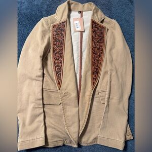 American Darling Tan Jacket with Hand Tooled Leather Detailing